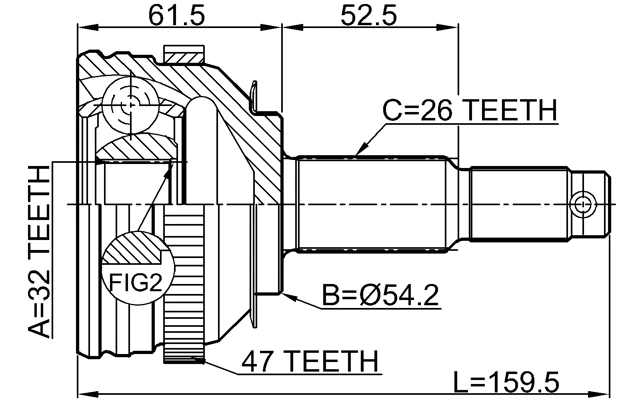 Junta exterior CV 32X54,2X26 febrero 2010-CARA47 OEM 04641960AA Foto 2 de 3