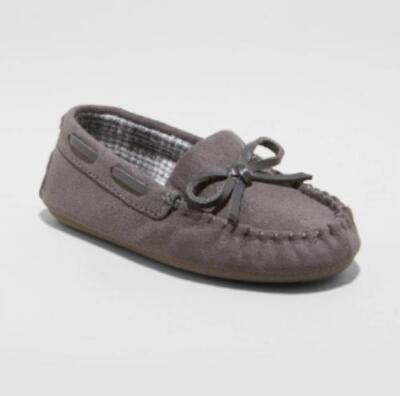 Cat & Jack Boys' Toddler Moccasin Slippers Sizes 5 6 9 10 or 12 Gray A5023