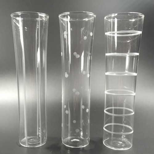 3 Bicchieri Senza Stelo Barware Bianco Pois Linee Verticali e Orizzontali Svasati - Foto 2 di 6