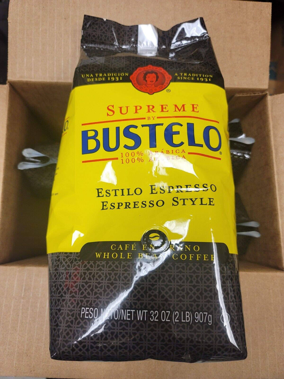 Bustelo Supreme Whole Bean. 32 oz (2 LB), pack of 4