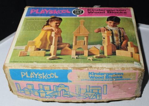 Vintage Playskool Asilo Blocchi Legno Naturale - Made in USA - Foto 1 di 2
