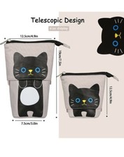 Telescopic Pencil Bag Case Pen Container Stationery Box Cartoon Cute Kawaii Cat