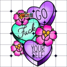 Sublimation Print Heart and Flowers Ready to Press Heat Transfer