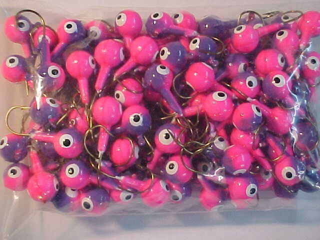 100 NEW FLOATING fishing JIG HEADS SIZE 1 HOOKS PINK /PURPLE CRAPPIE JIGS 3/8