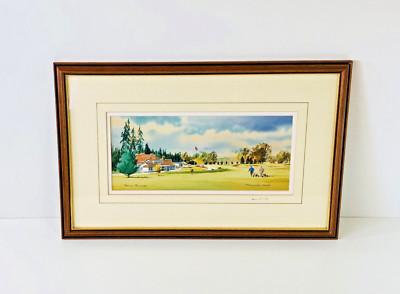 Haywards Heath Golfplatz, gerahmter Druck von einem Aquarell von Denis Pannett