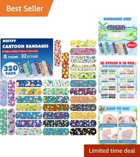 Cute Cartoon Bandages 320 Hypoallergenic and Waterproof Strips for Kids' Care