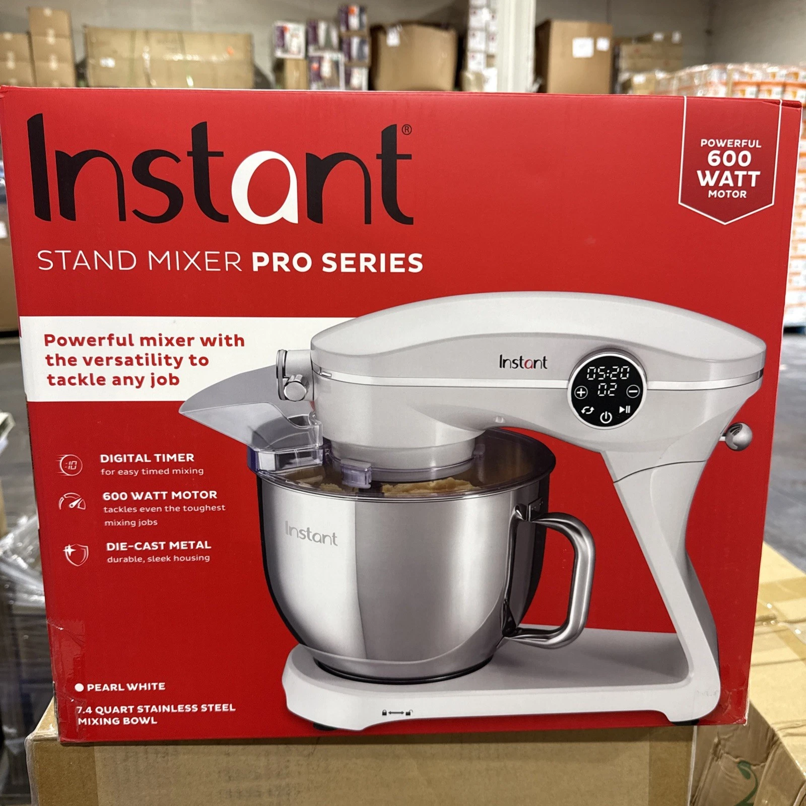 Instant Stand Mixer Pro – 600W, 10-Speed, 7.4 Qt Bowl, Digital Timer, White
Opens in a new window or