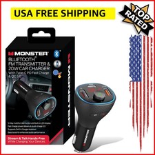Monster Bluetooth FM Transmitter for Car Cigarette Lighter with 20W QC3.0 USB...