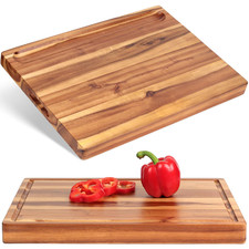 Acacia Wood Cutting Board 17x13x1.5in Reversible Butcher Block Cheese Vegetable