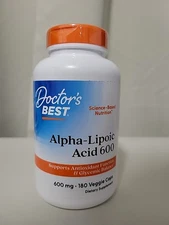 Doctor's Best Alpha-Lipoic Acid 600mg 180 Veggie Caps Exp 7/26 Ships Free Today 