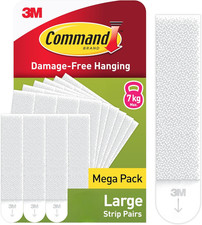 Command Picture Hanging Strips 9 Pairs 18 Strips White Removable Large Pack- New 1.67 per strip