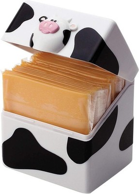 Moo Moo Sliced Cheese Storage Container, Flip Top Fridge Organizer Box, Compa...