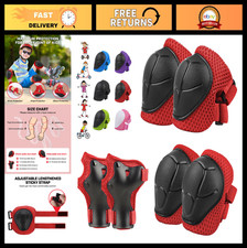 6PCS Kids Protective Gear Set - Knee Elbow Pads, Wrist Guards for Skating, Cyc