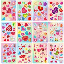 740 PCS Valentines Stickers for Kids- 48 Sheets Heart Stickers,Valentines Sti...