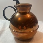 Vintage Collectible Copper Teapot Carafe Warmer Hinged Lid Black Handle — photo 1
