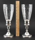 Pair Vintage Towle Weighted Sterling Silver Hurricane Candlestick Candle Holders