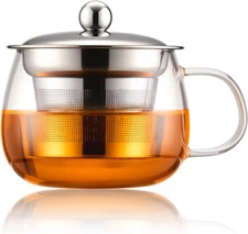 Tea Cup with Infuser and Lid, Glass Tea Cup of Heat Resistant Glass, 13Oz Tea Mu