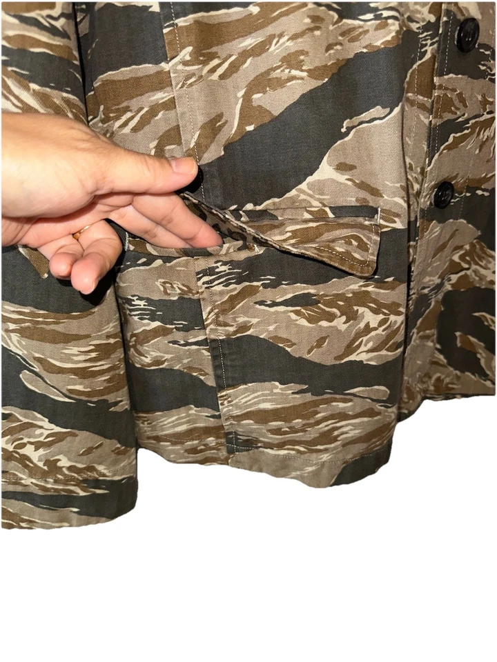 ALLSAINTS Men's Size L Sayo Blazer Jacket Camouflage Army Green Brown Cotton - Image 3 of 4