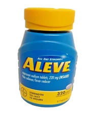 ALEVE Naproxen Sodium 220mg Pain Reliever Fever Reducer 320 Caplets ALL DAY