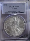 2002 US Silver Eagle $1  PCGS MS69