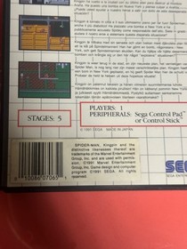 Spider-Man CIB US Version UPC Barcode Sticker Sega Master System SMS Spiderman