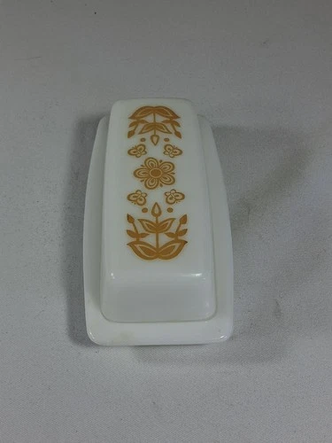 Vintage Corning Ware Corelle Butterfly Gold PYREX Stick Butter Dish w/ Lid