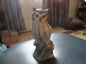 Grey Horned Owl Figurine - 6 3/4" Tall