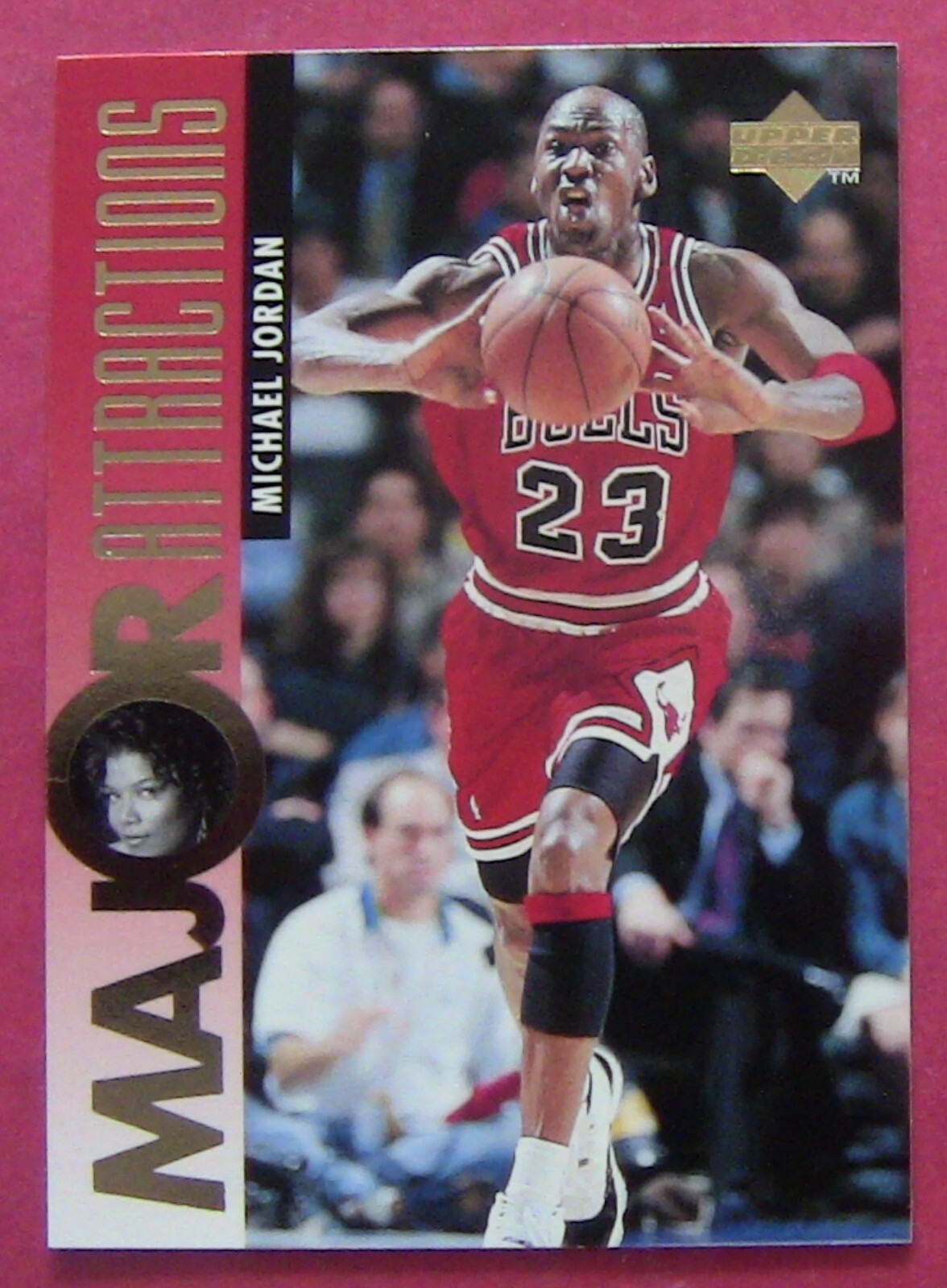 MICHAEL JORDAN, 1995-96 UPPER DECK MAJOR ATTRACTIONS, QUEEN LATIFAH #341