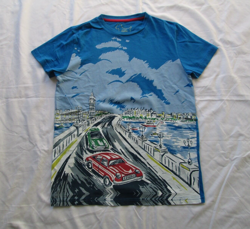❤ MINI BODEN London Bridge Sports Cars Full Art Blue shirt 11 12 Cotton Race - Picture 24 of 24