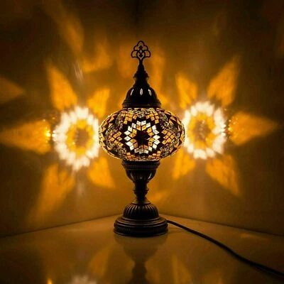 Lampe de bureau en mosaïque turque marocaine colorée Tiffany Table lit lampe - Photo 1/4