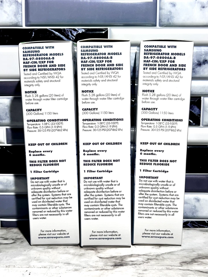 3 Arrowpure Refrigerator Water Filter APF-0300 Compatible Samsung DA29-00020B - Image 3 of 3
