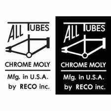 1978-79 "ALL TUBES CHROME MOLY - RECO" mongoose top tube decal