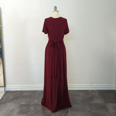 BHLDN Jersey Knit V Neck Maxi Bridesmaid Dress Maroon 4 wedding bridal  evening | eBay