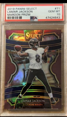 2019 Panini Select Concourse Maroon Prizm /149 Lamar Jackson #71 PSA 10 GEM MT