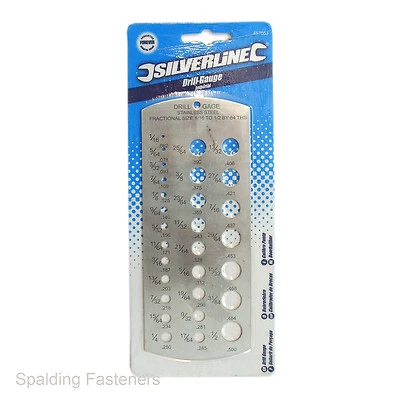 SILVERLINE Stainless Metric & Imperial Drill Gauge 1.5mm To 13mm & 1/16 To 1/2"