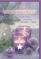 Weihnachten Kerzenarrangement Lila GlüCkwunschkarte Mit Umschlag