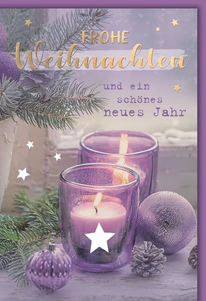 Weihnachten Kerzenarrangement Lila GlüCkwunschkarte Mit Umschlag-image