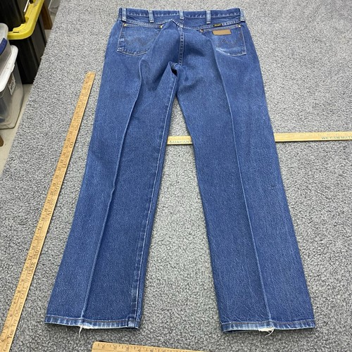 Wrangler Mens 37x32 13MWZ Cowboy Cut Jeans Blue Starched Creased
