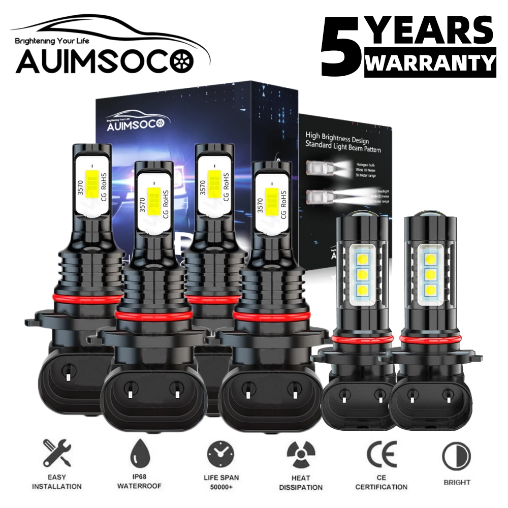For Lexus GS400 1998-2000 6x 6000K LED Headlight Hi/Lo+Fog Light Bulbs Kit A++