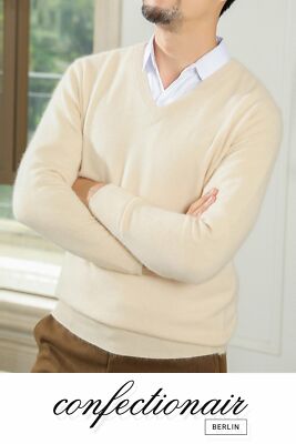 45% Kaschmir Pullover Herren cream +Farben Wolle Cashmere