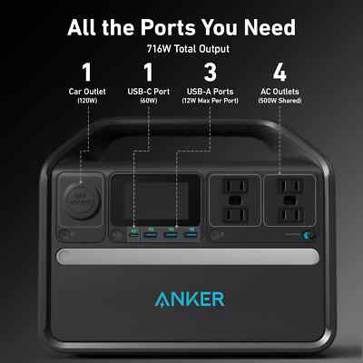 Anker SOLIX 536 Portable Power Station 508W/500W with Carrying