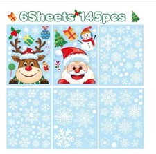 6 Sheets Christmas Stickers Decorations 145 Pieces