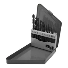 13 Pc HSS 1/16"- 1/4" By 64ths Jobber Drill Set Metal Index Straight Shank Drill