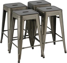 24 Inches Metal Bar Stools Kitchen Counter Height Bar Stools Indoor/Outdoor Stoo