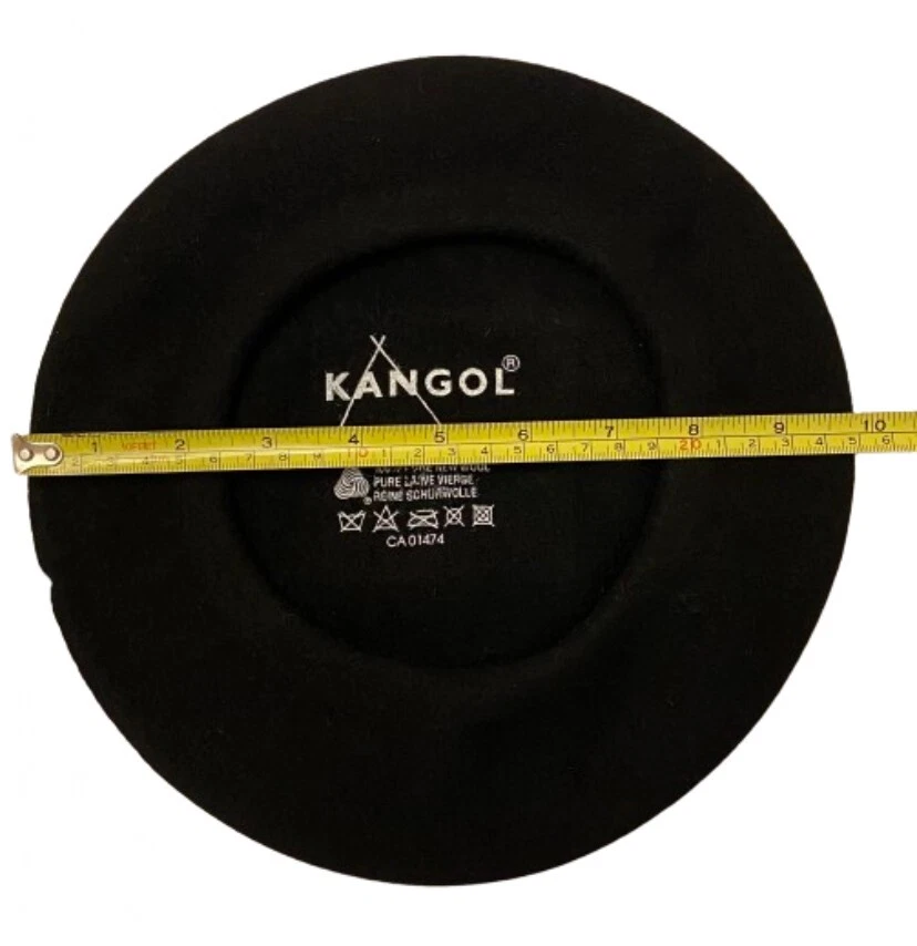 KANGOL MODELAINE BERET BLACK MADE IN UK CAP HAT 100% PURE NEW WOOL UNISEX 9.8" — 第 2/4 张图片