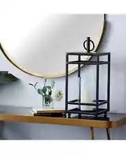 Rosemary Lane H1797 Litton Lane Black Metal Contemporary Candle Lantern