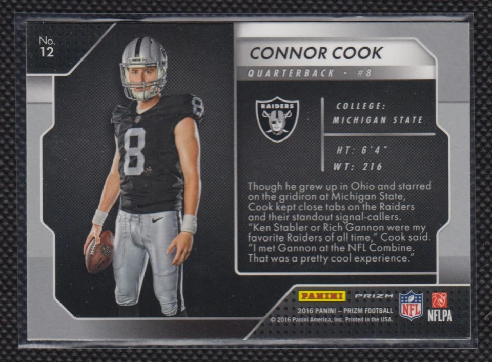 2016 Panini Prizm Rookie Introductions Connor Cook Oakland Raiders #12 - Image 2 of 2