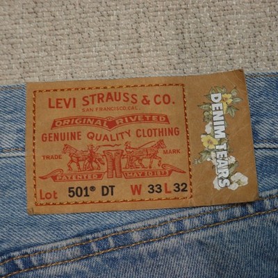 Levi's 501 Big E x Denim Tears Cotton Wreath Jeans 33X32 Medium