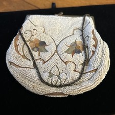 White Beaded Purse Made In France