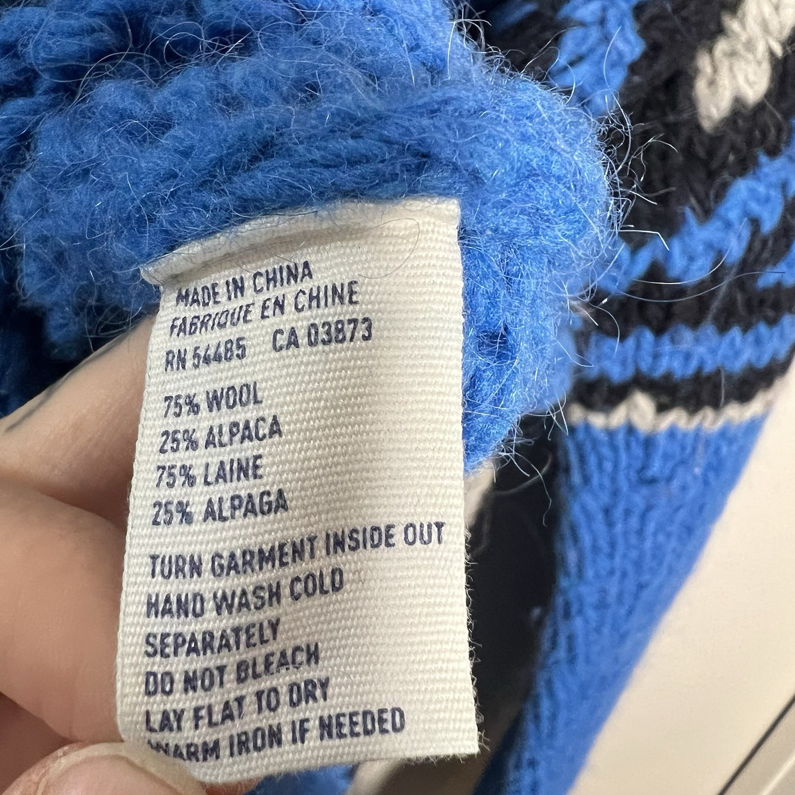 VTG American Eagle Outfitters Large Full Zip Jacket Nordic Blue Alpaca Wool image 8